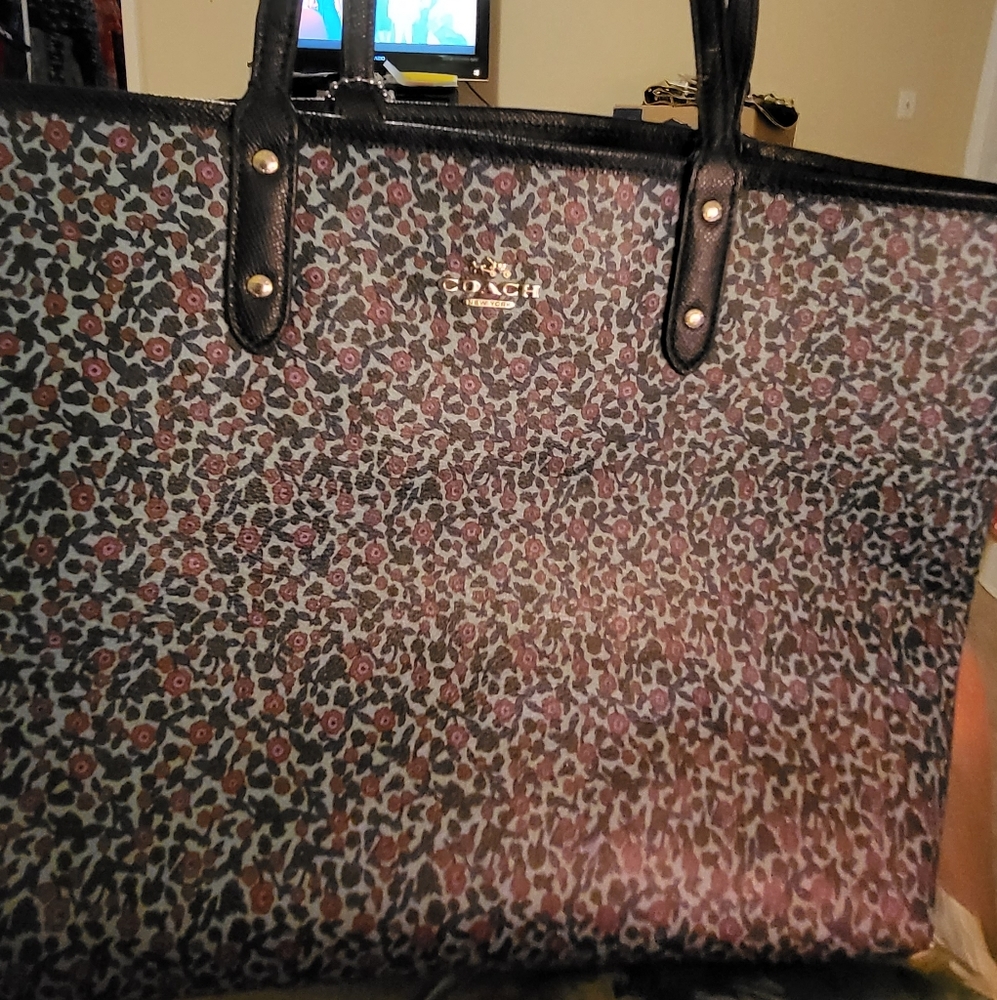 Coach Blue Poppy Reversible City Tote